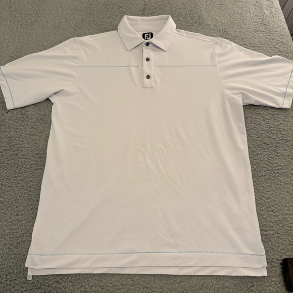 FOOTJOY Shirt MENS WHITE WITH Stripe ‎ SHORT SLEEVE POLO Size Large - Picture 1 of 11